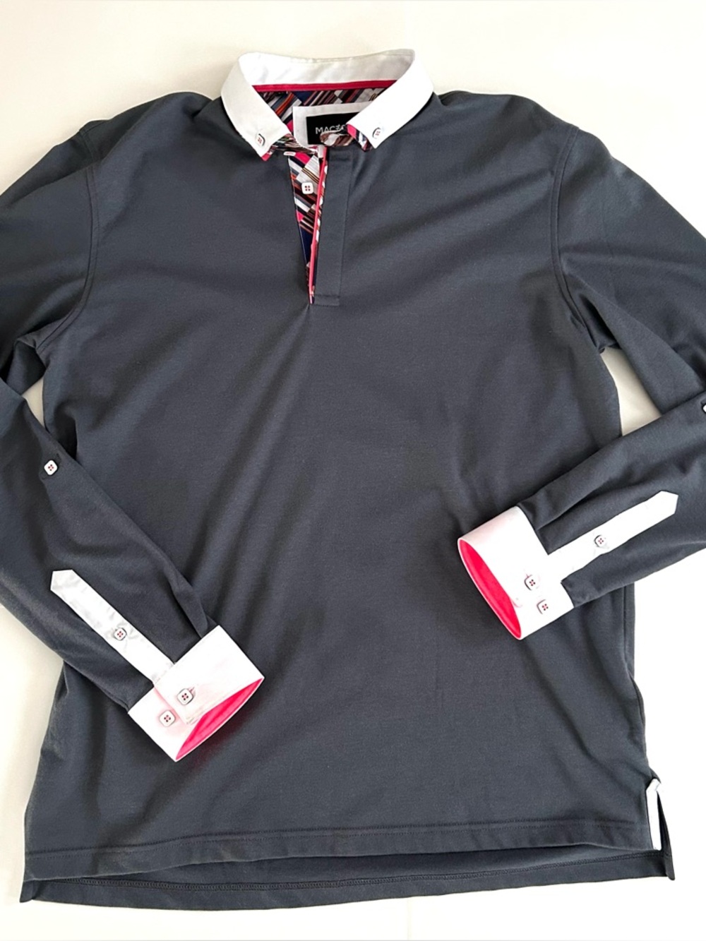 Maceoo Polo Shirt - Size L - “NewtonSolidMirage Grey” - Long Sleeves - Mens